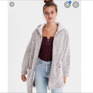 AE Oversized Hooded Sherpa Cardigan